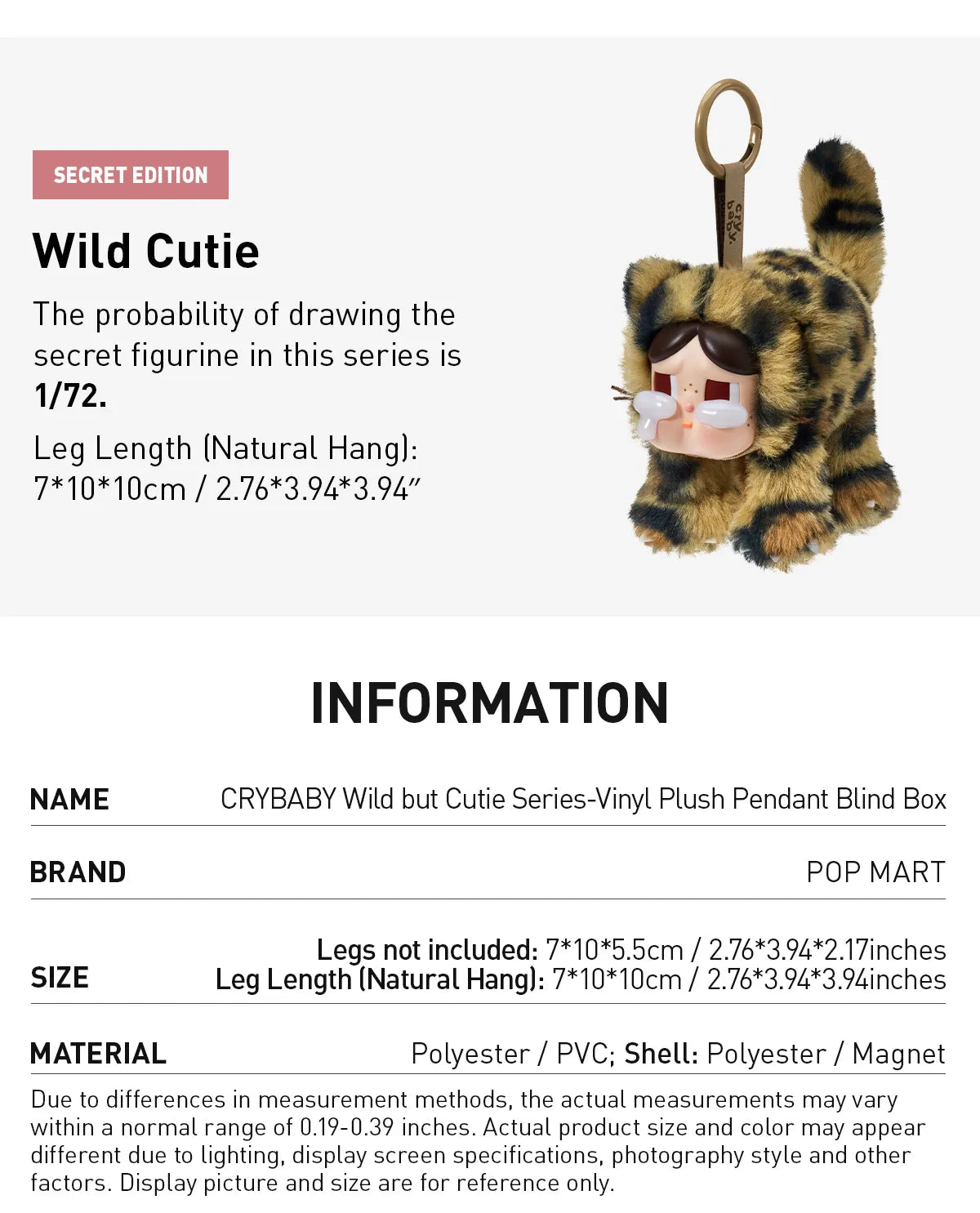 Pop Mart Labubu CRYBABY Wild but Cutie Series - Vinyl Face Plush Blind Box