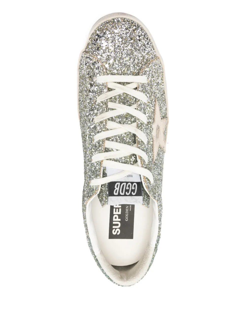 Golden Goose Super-Star Platinum Green Glitter