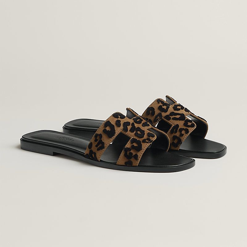 Hermes Oran Sandals Animal Print