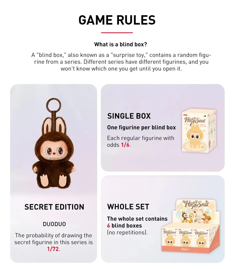 Pop Mart Labubu THE MONSTERS Have a Seat Vinyl Plush Blind Box