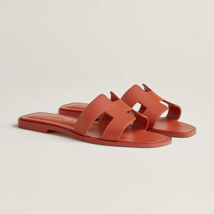 Hermes Oran Sandals Rouge De Turin