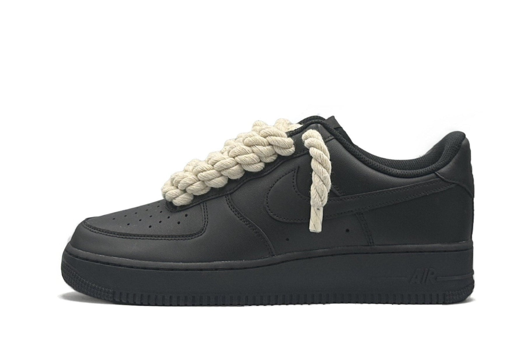 Nike Air Force 1 Low Black Rope Laces Beige