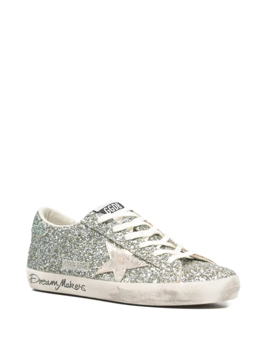 Golden Goose Super-Star Platinum Green Glitter - Outsole