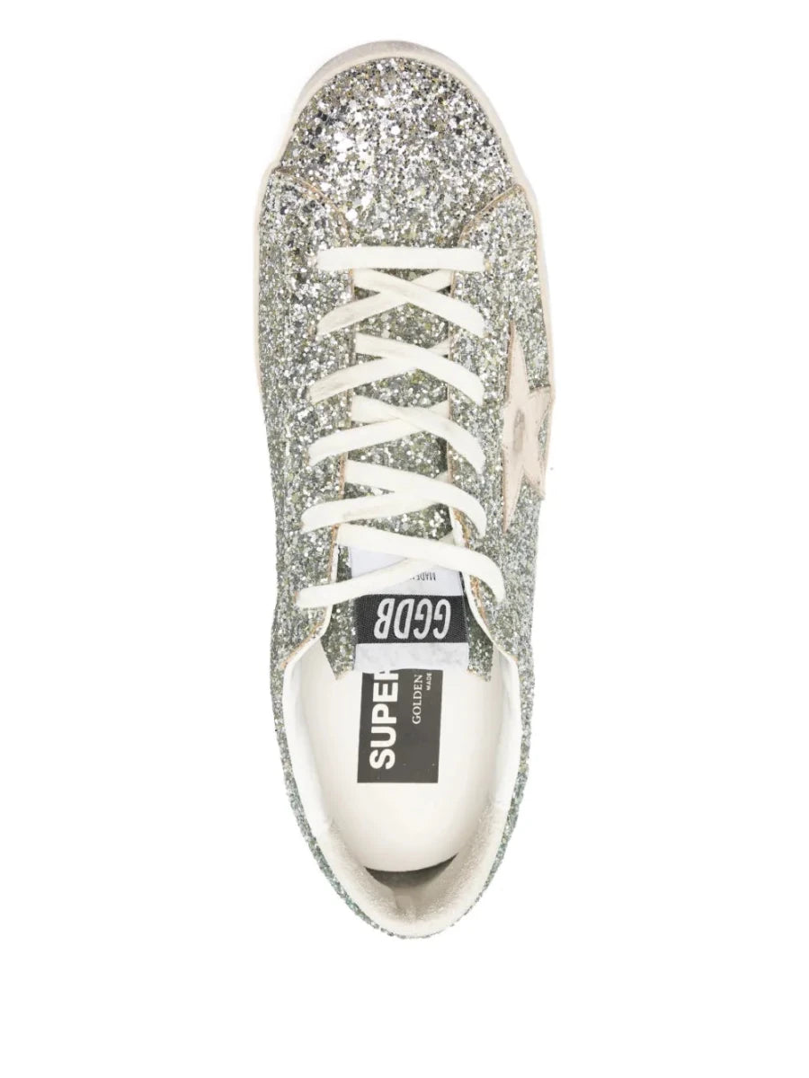 Golden Goose Super-Star Platinum Green Glitter - Outsole