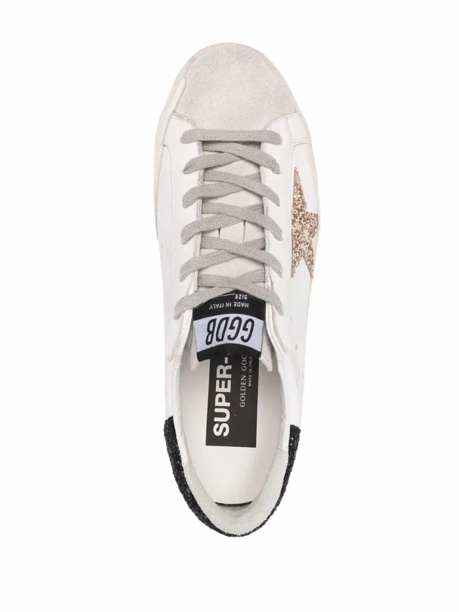 Golden Goose Super-Star White Gold Glitter Star Black Glitter - Outsole