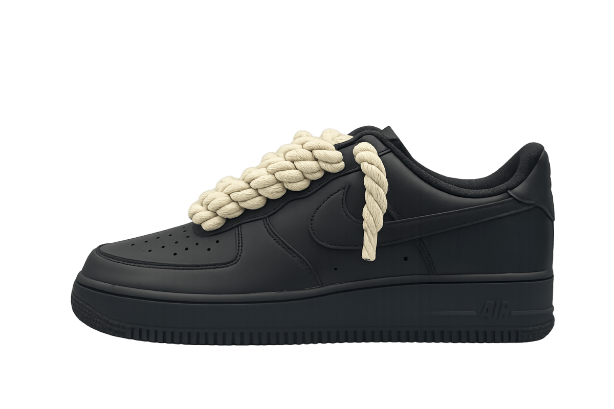 Nike Air Force 1 Low Black Rope Laces Beige - Outsole