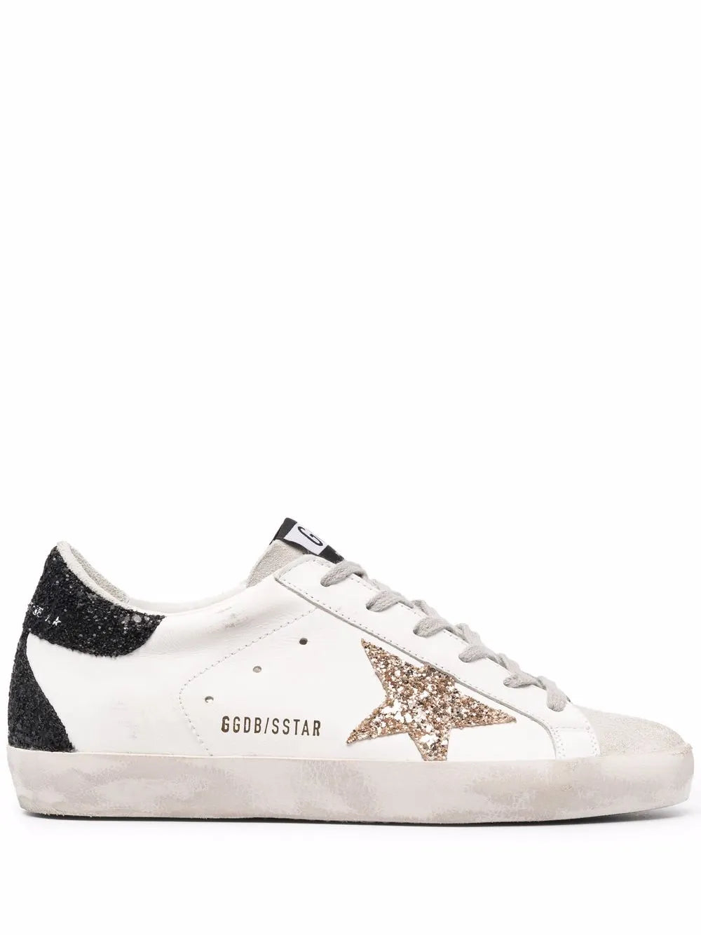 Golden Goose Super-Star White Gold Glitter Star Black Glitter