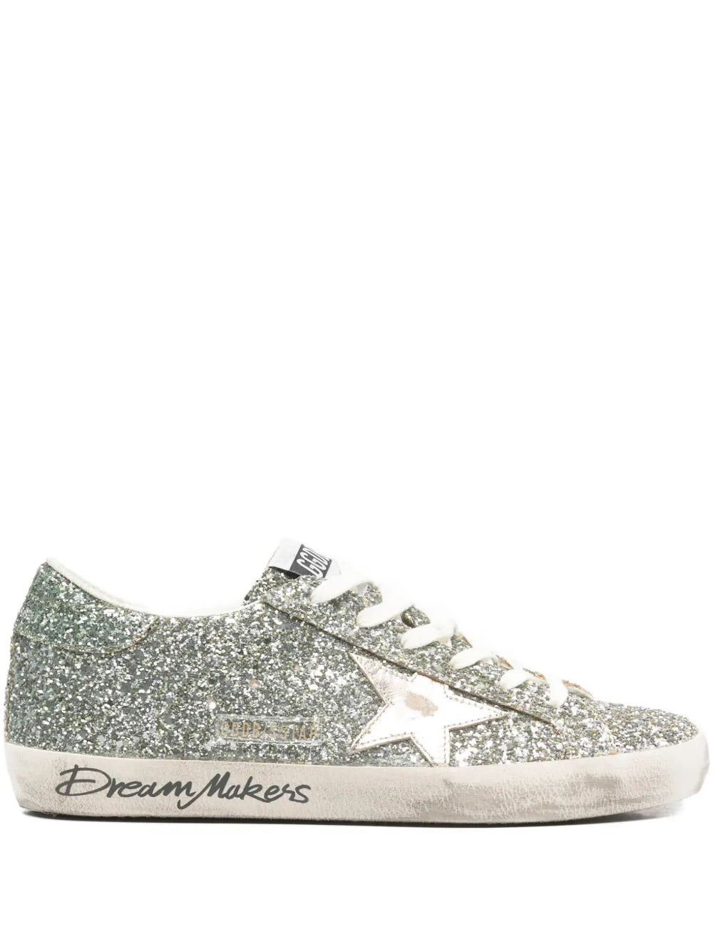 Golden Goose Super-Star Platinum Green Glitter