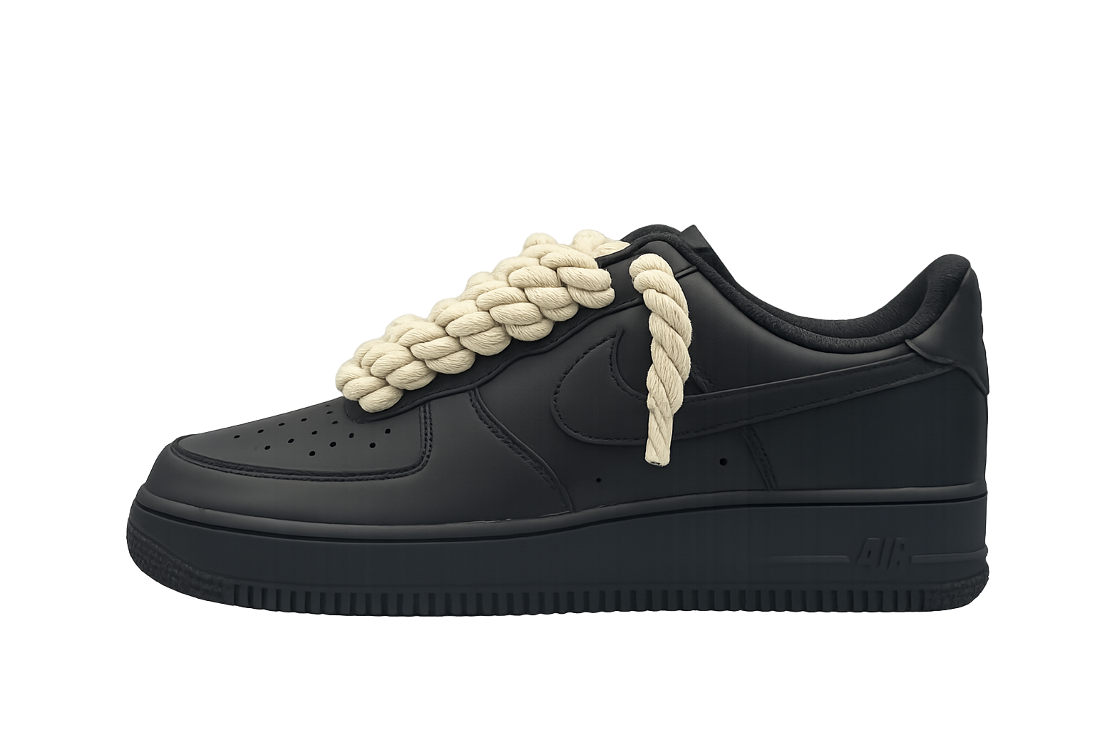 Nike Air Force 1 Low Black Rope Laces Beige