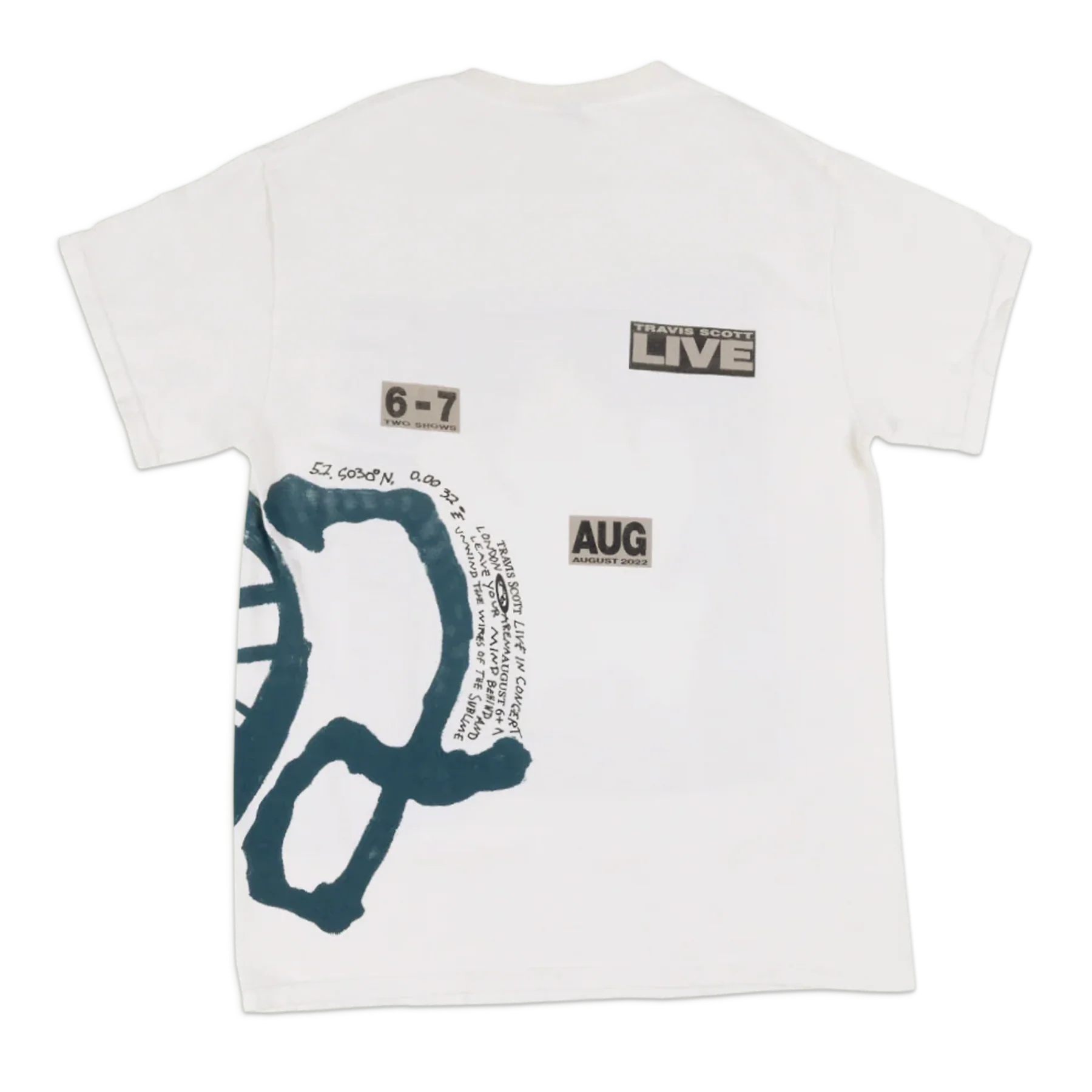 TRAVIS SCOTT O2 LIVE BURNING MAN T-SHIRT WHITE 