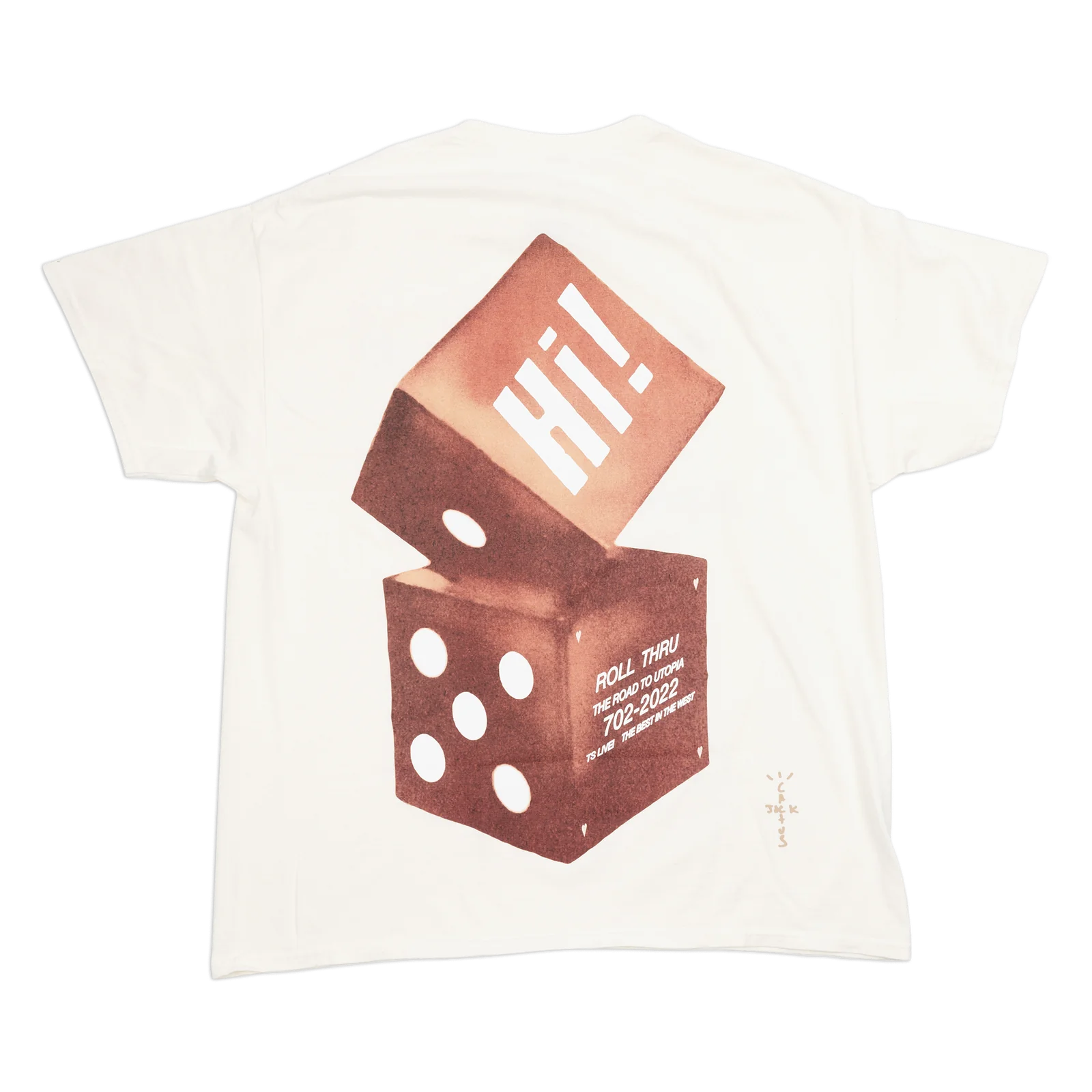 TRAVIS SCOTT ROAD TO UTOPIA LAS VEGAS DICE T-SHIRT OFF WHITE 