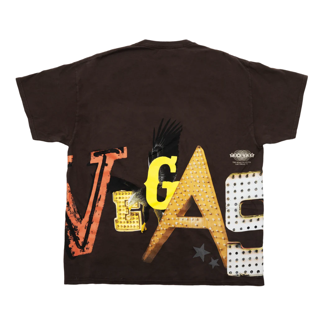 TRAVIS SCOTT ROAD TO UTOPIA LAS VEGAS LIGHTS T-SHIRT BROWN 