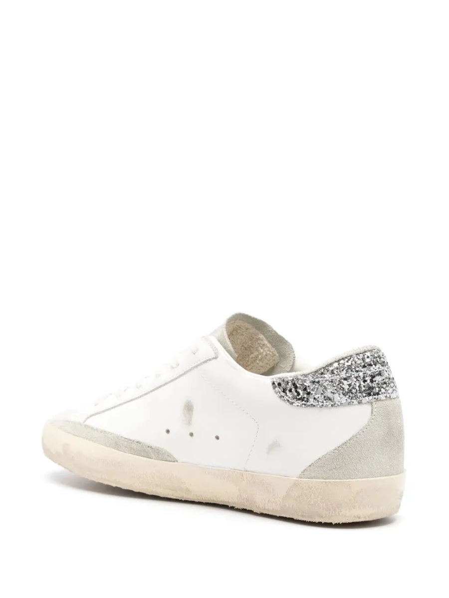 Golden Goose Super-Star Leather Sneakers Grey Glitter - Outsole
